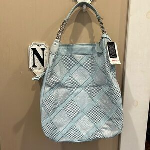 New with tags! B Makowsky blue leather purse